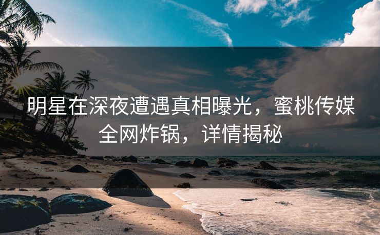 明星在深夜遭遇真相曝光，蜜桃传媒全网炸锅，详情揭秘